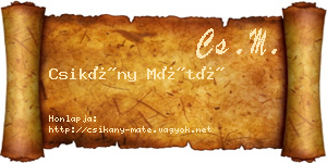 Csikány Máté névjegykártya
